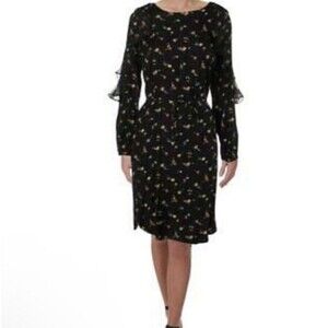 Lauren Ralph Lauren Black Floral Dress Size 4 Long Sleeved Midi